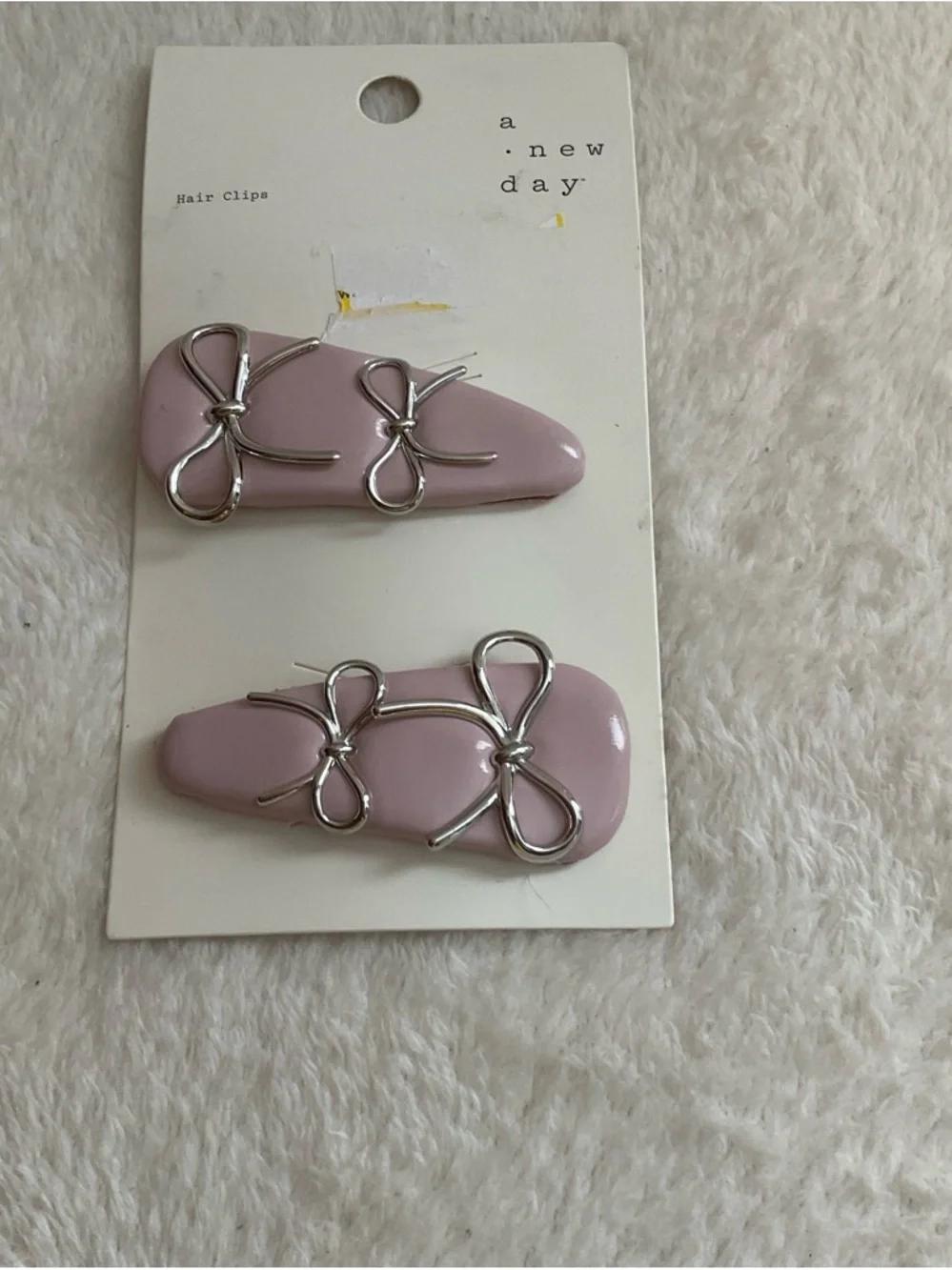 a new day Lilac Hair Clips with Silver Bow Detail - Set of 2